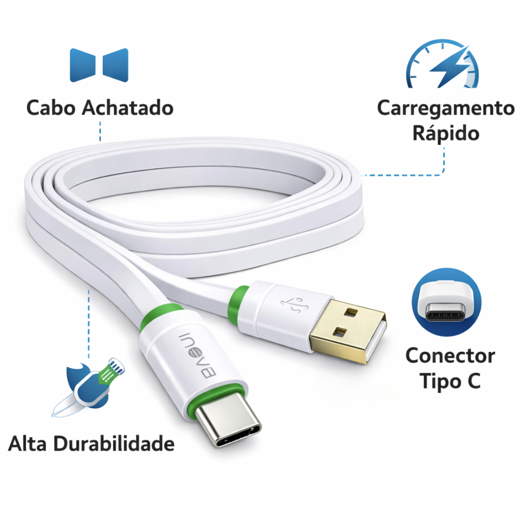 Cabo Carregador Tipo C USB Ultra Rápido